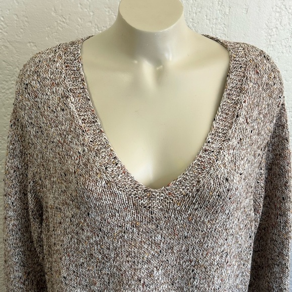 J. JILL V neck cotton/polyester blend oatmeal color sweater XL NWT - Picture 4 of 11